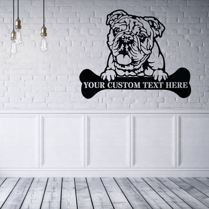 Personalized English bulldog Name Metal Sign. Customizable Dog Wall Decor Gift