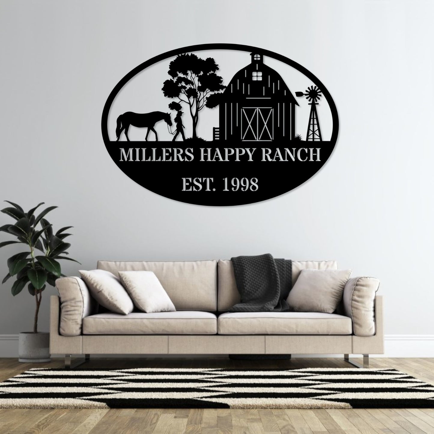 Personalized Barn Name Metal Sign In Black