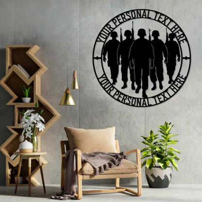 Personalized Army Soldiers Team Metal Sign Gift In Black