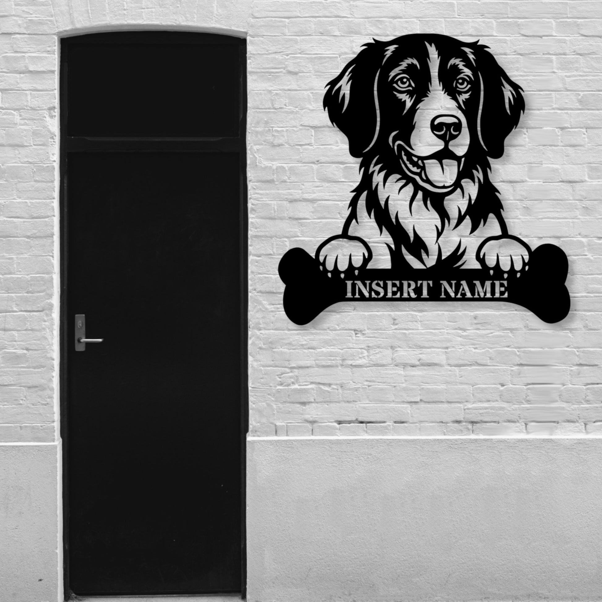 Personalized Small Munsterlander With Bone Metal Sign. Custom Dog Name Decor