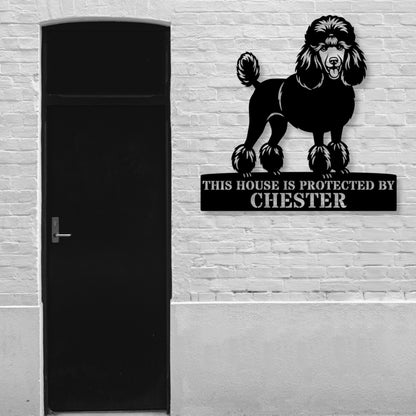 Poodle Personalized Guard Name Metal Sign. Custom Dog Protect Wall Decor