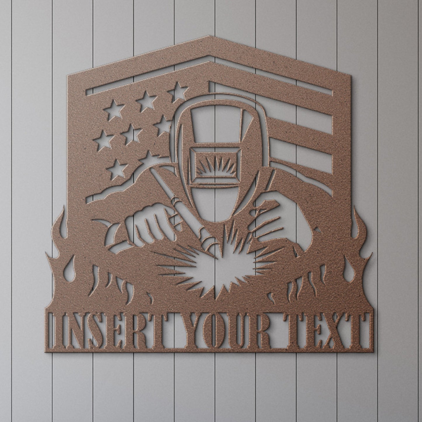 Welder Personalized Metal Sign Gift. US Iron Worker Portrait. Metal Wall Sign For Welder. Custom Welder Sign Monogram. Steel Worker Hanging