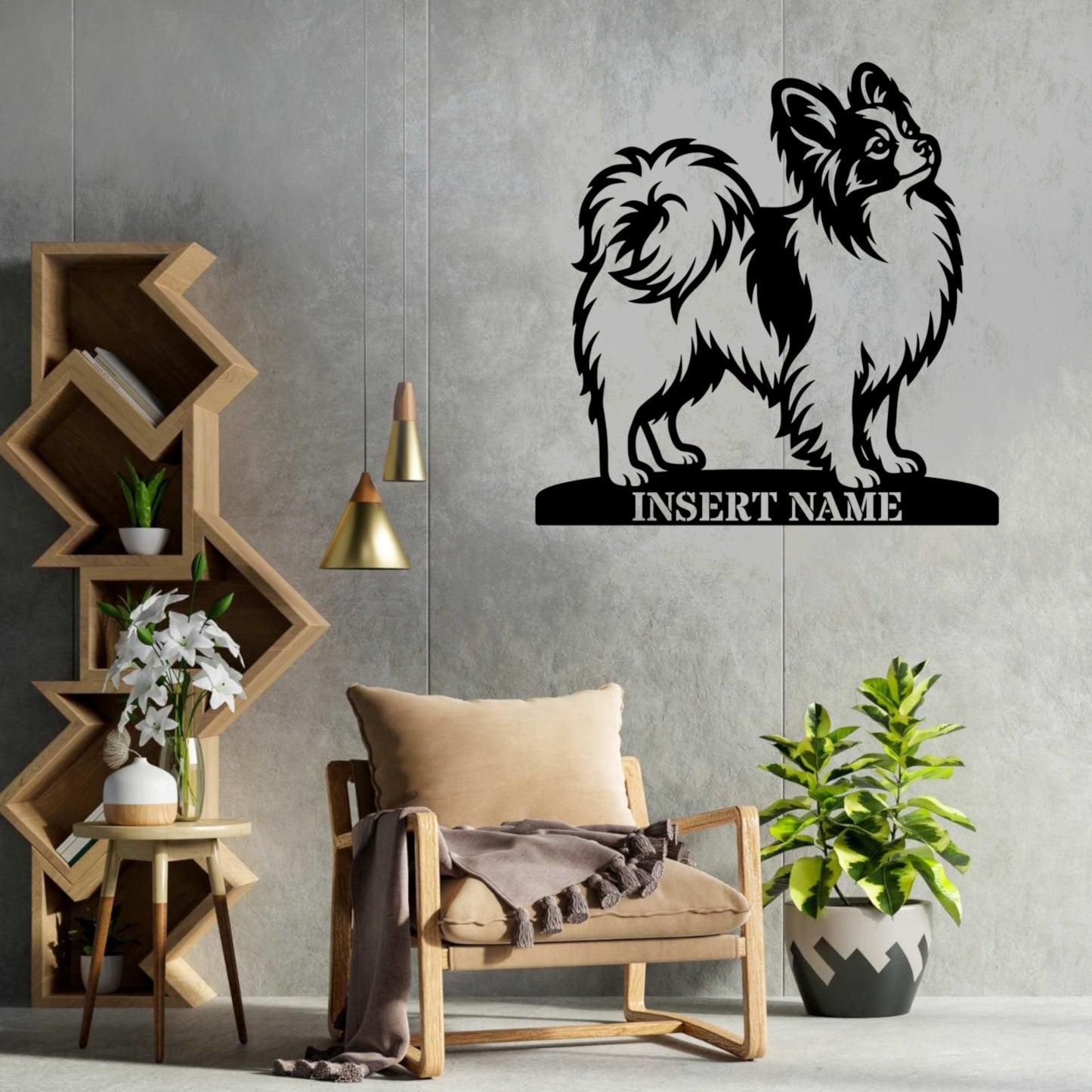 Personalized Papillon Dog Name Metal Sign. Custom Dog Owner Wall Decor Gift