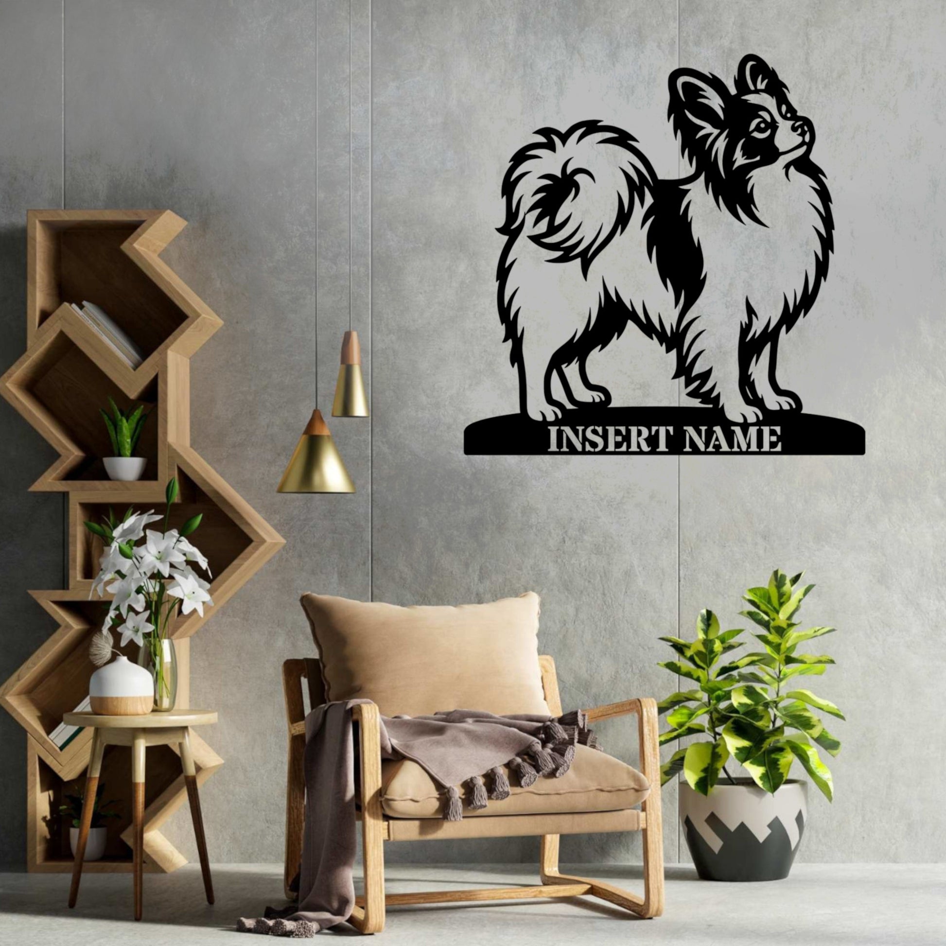 Personalized Papillon Dog Name Metal Sign. Custom Dog Owner Wall Decor Gift