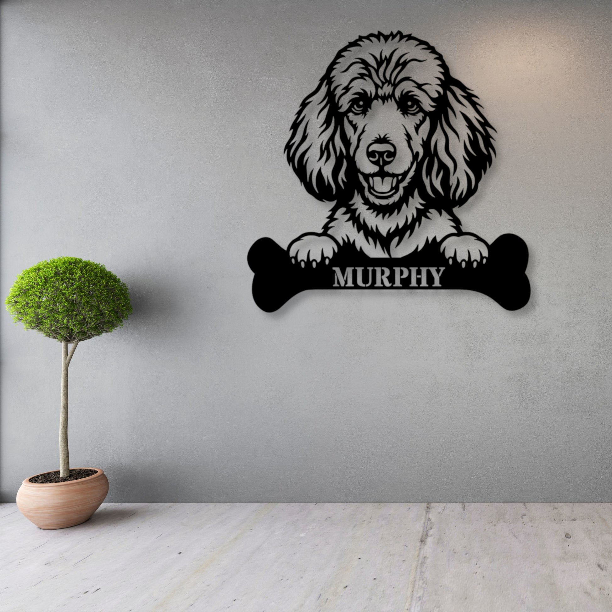 Personalized Poodle With Bone Name Metal Sign. Funny Custom Dog Wall Decor Gift