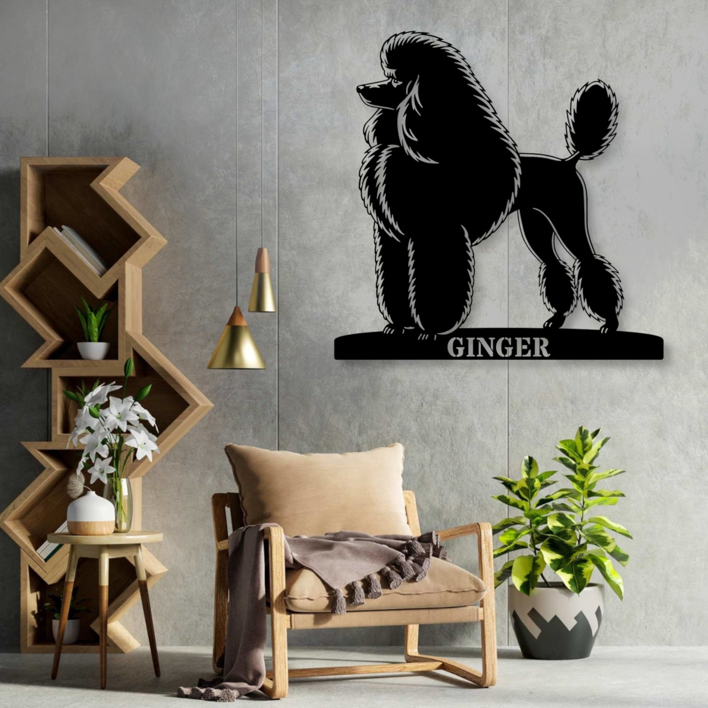 Personalized Dog Name Metal Sign. Custom Poodle Owner Wall Decor Gift