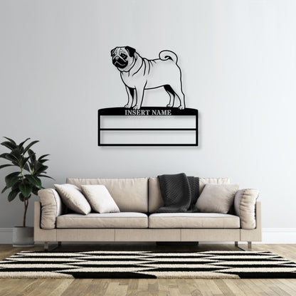 Personalized Pug Rosette Name Metal Sign. Custom Dog Champion Display