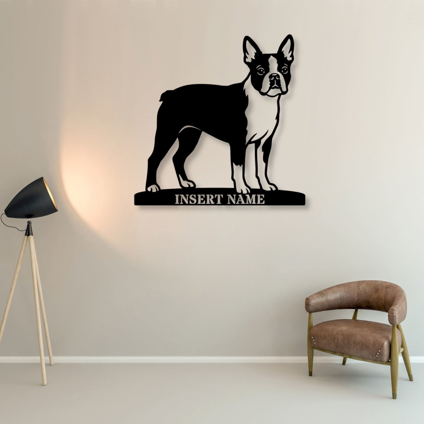 Personalized Boston Terrier Name Metal Sign. Custom Dog Owner Wall Decor Gift