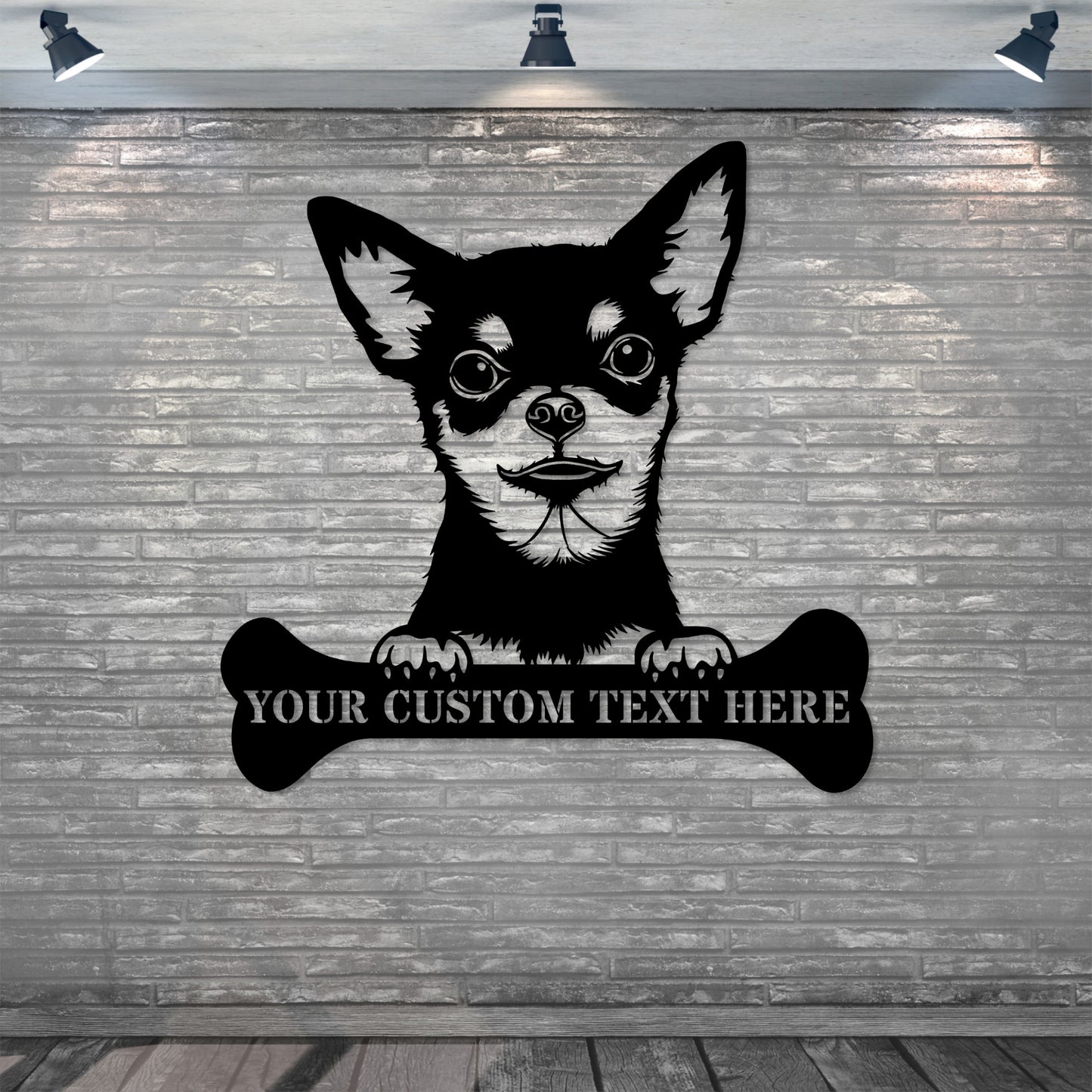 Personalized Chihuahua Name Metal Sign In Black. Perfect Gift Idea For Dog Lovers.