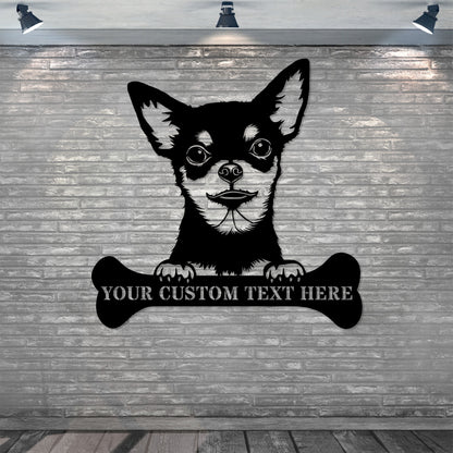 Personalized Chihuahua Name Metal Sign In Black. Perfect Gift Idea For Dog Lovers.