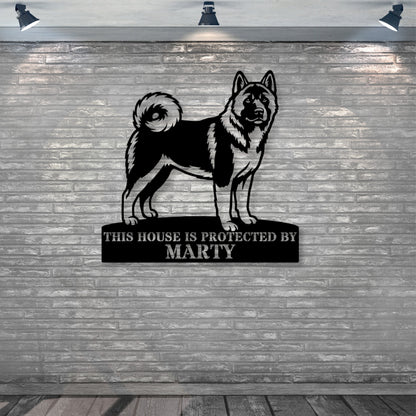 Personalized American Akita Guard Metal Sign. Custom Dog Name Wall Decor