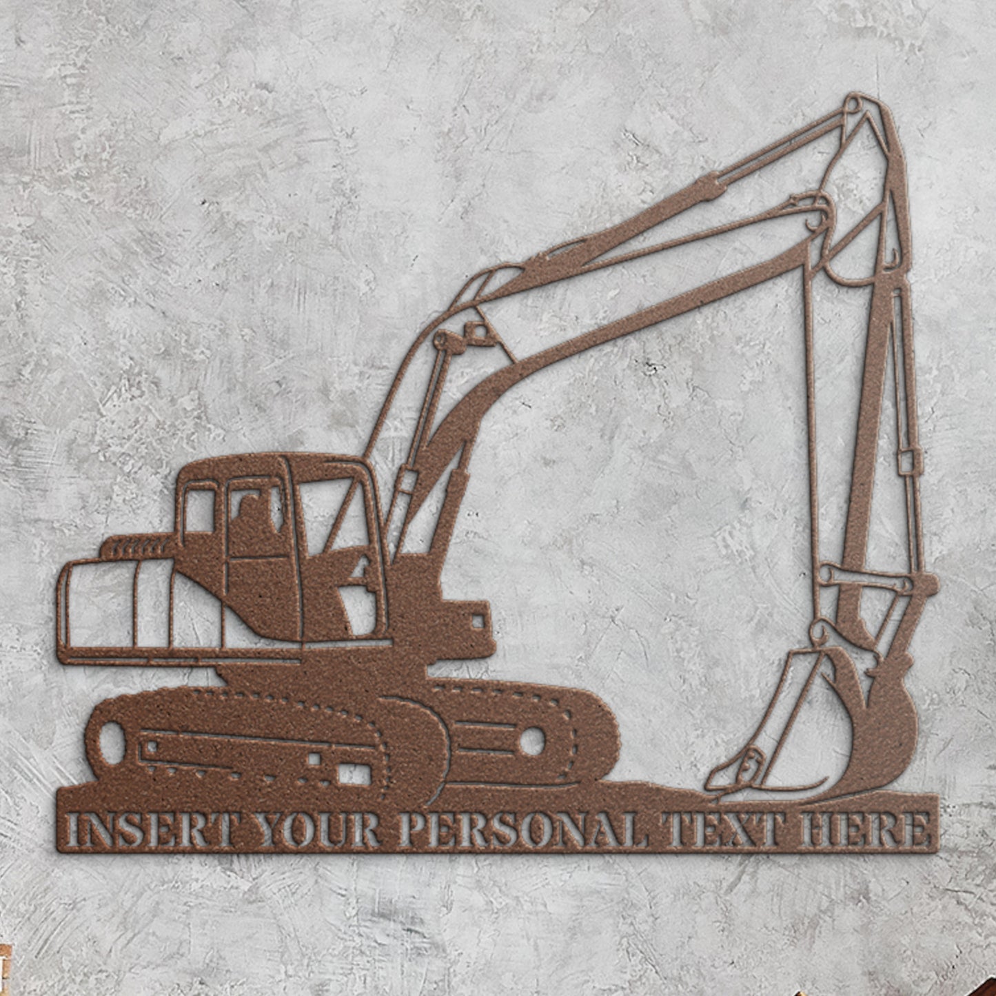 Personalized Excavator Operator Name Metal Sign In Copper