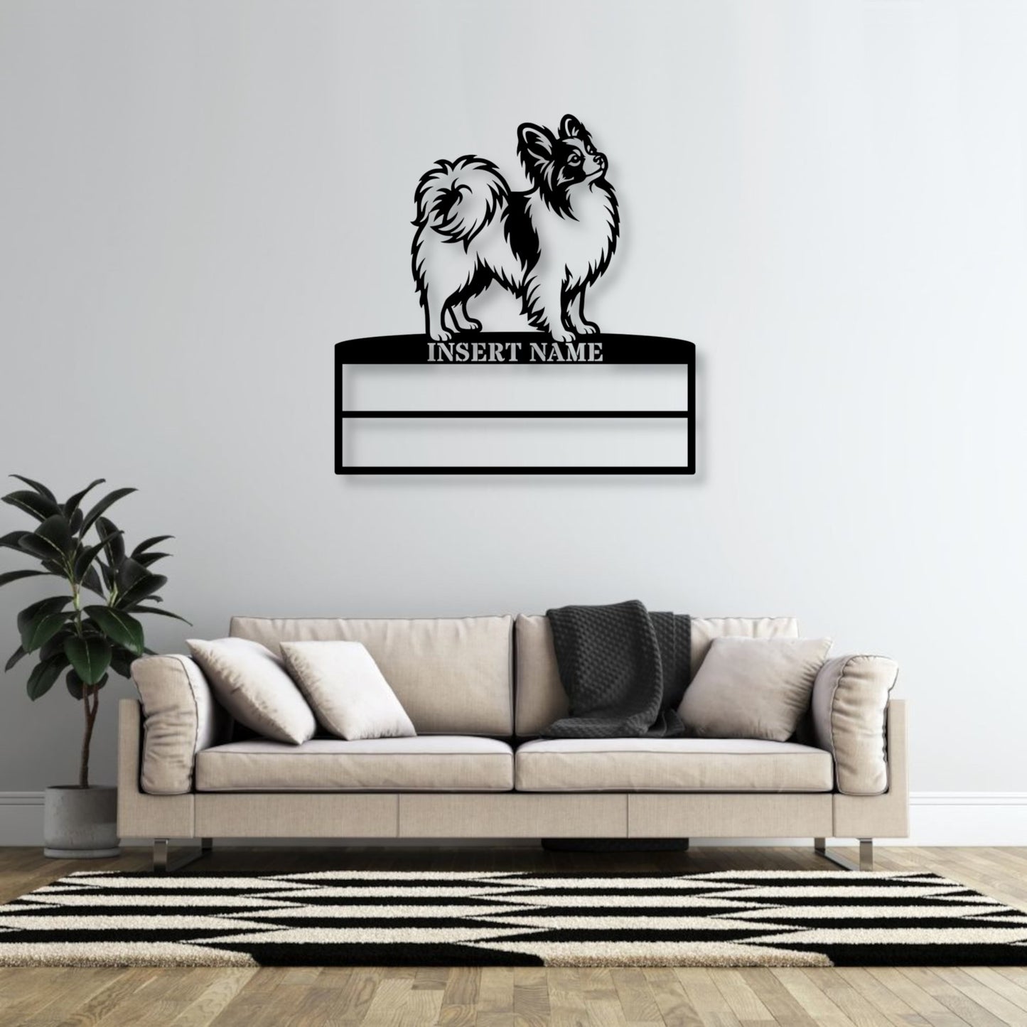 Personalized Papillon Dog Rosette Metal Sign. Custom Champion Ribbon Display