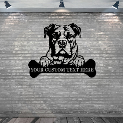 Personalized American Bulldog Name Metal Sign. Customizable Dog Owner Wall Decor Gift