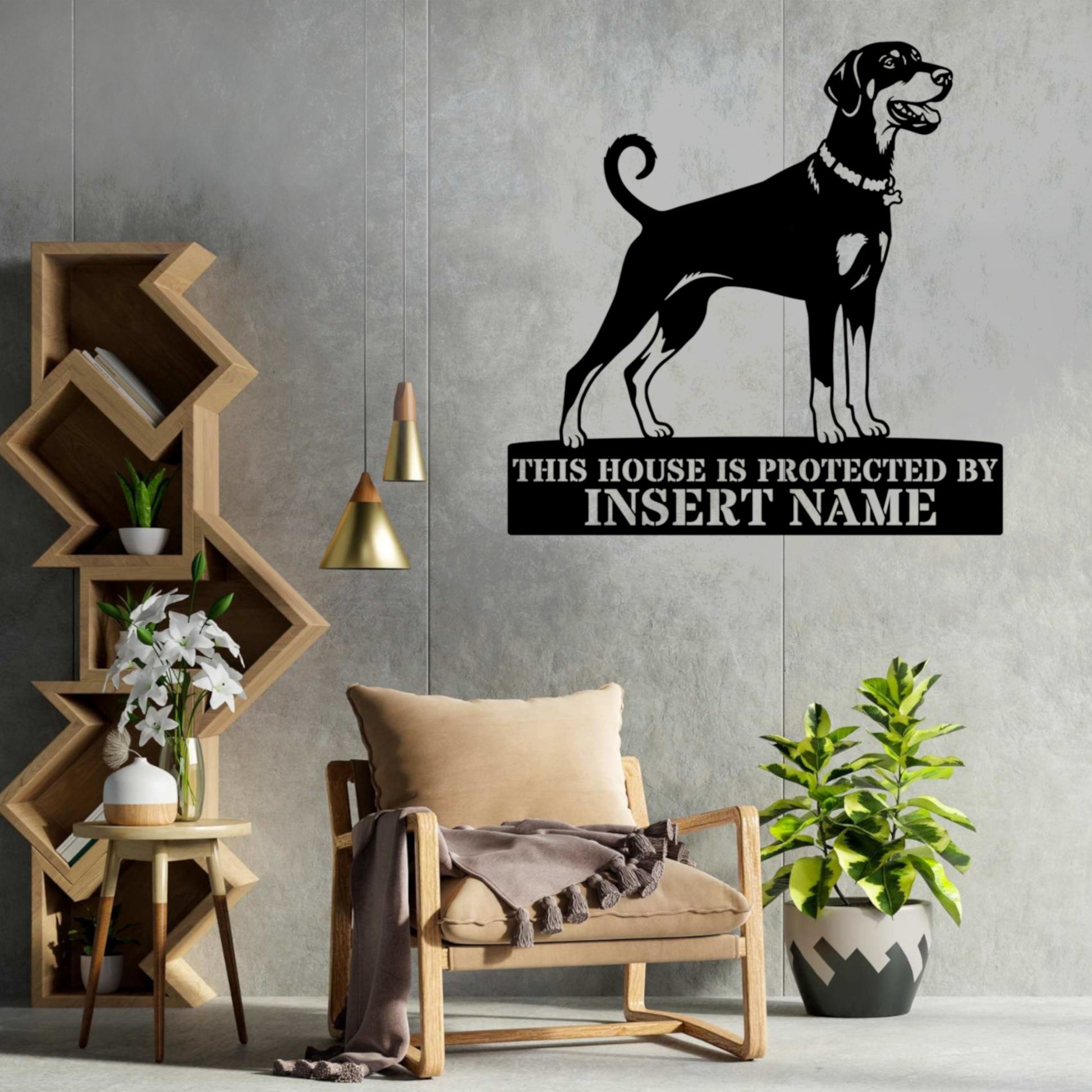 Dobermann Guard Dog Name Metal Sign. Custom Dog  Wall Decor