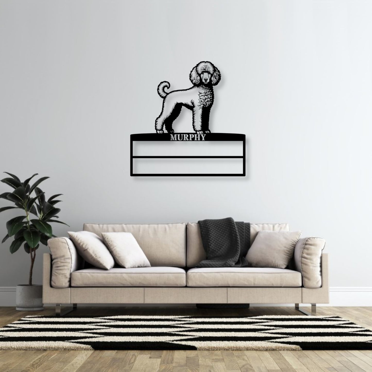 Personalized Poodle Dog Rosette Metal Sign. Custom Champion Ribbon Display