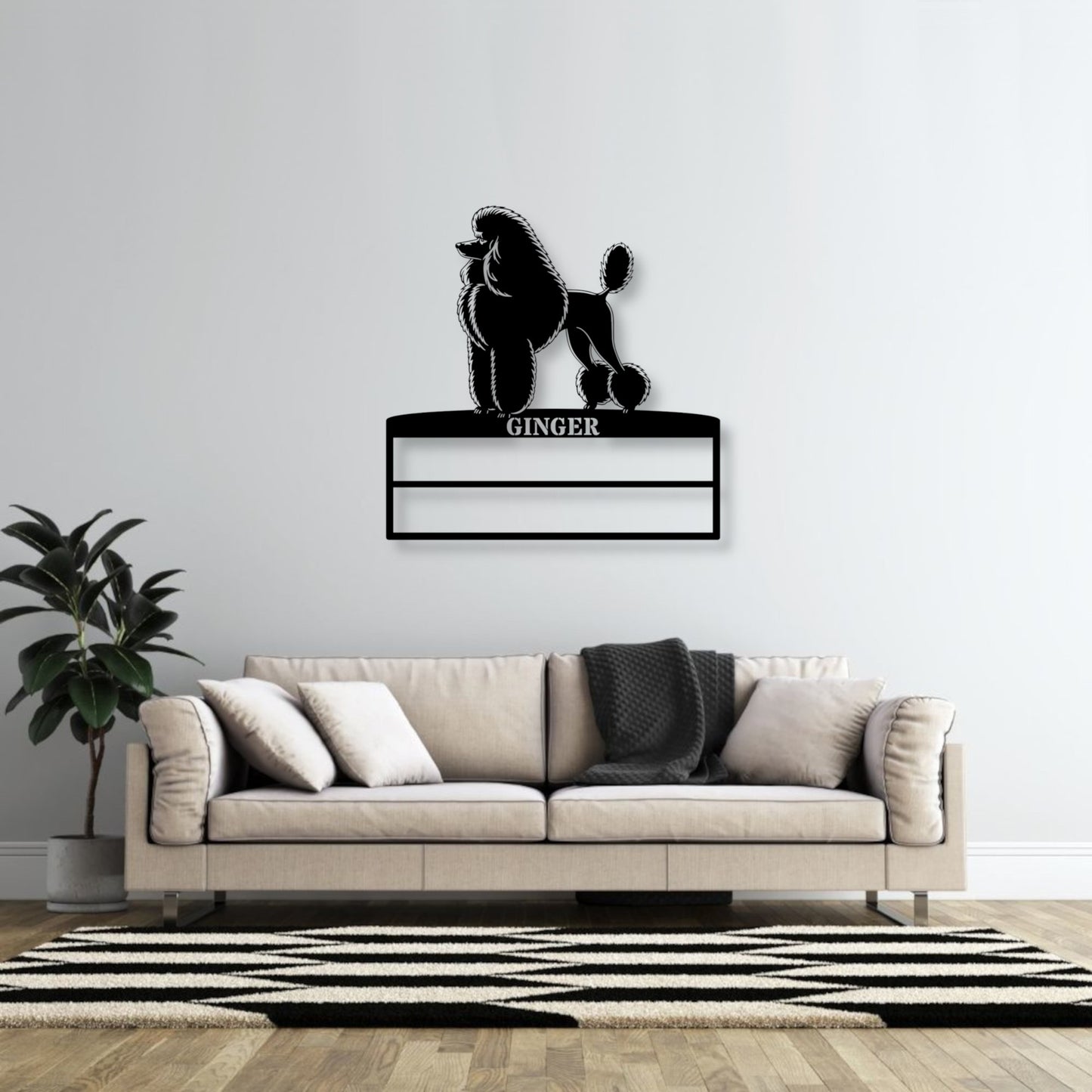 Personalized Dog Rosette Metal Sign. Custom Poodle Champion Ribbon Display