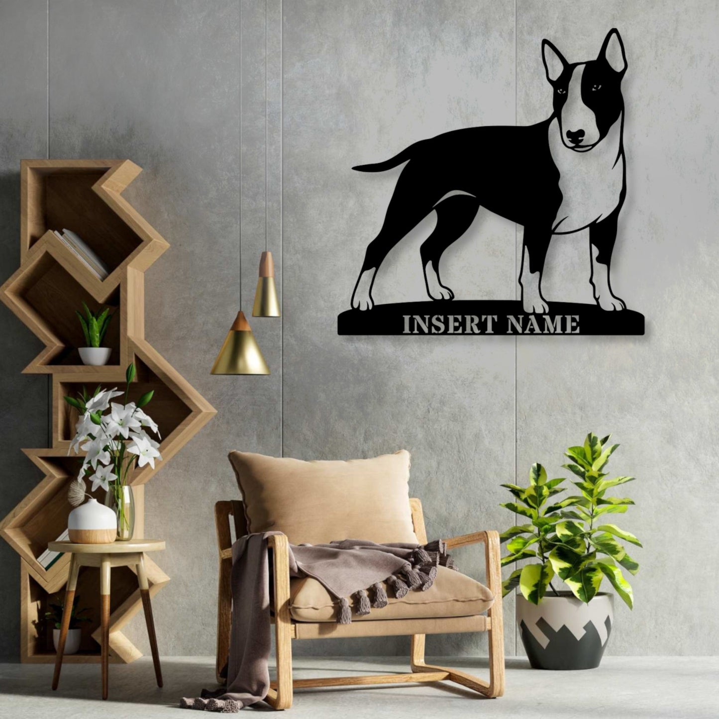 Personalized Bull Terrier Name Metal Sign. Custom Dog Owner Wall Decor Gift