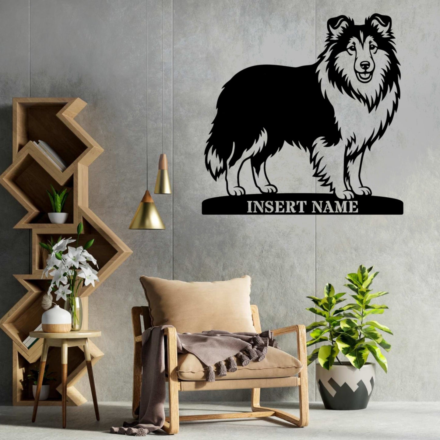 Personalized Shetland Sheepdog Name Metal Sign. Custom Dog Owner Wall Decor Gift