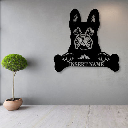 Personalized French Bulldog Name Metal Sign. Customizable Dog Owner Wall Decor Gift