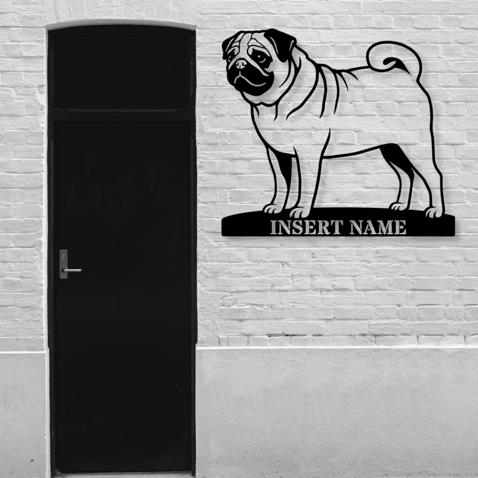 Personalized Pug Name Metal Sign. Custom Dog Owner Wall Decor Gift