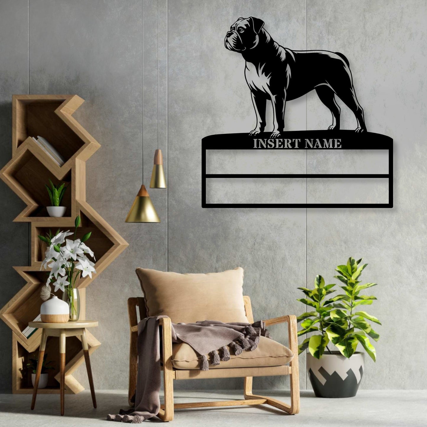 Personalized American Bulldog Rosette Metal Sign Champion Display