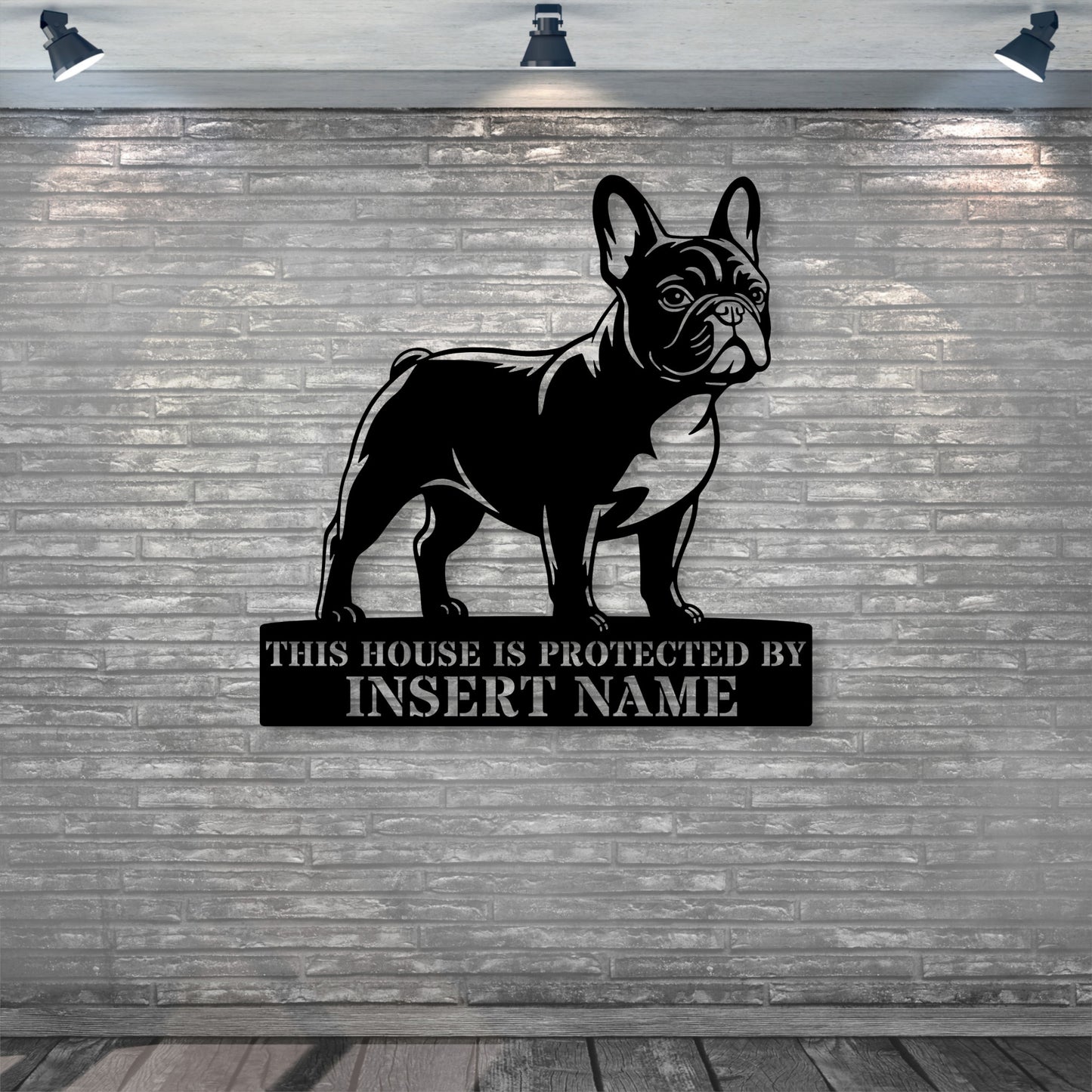 Personalized French Bulldog Guard Metal Sign. Custom Dog Name Wall Decor