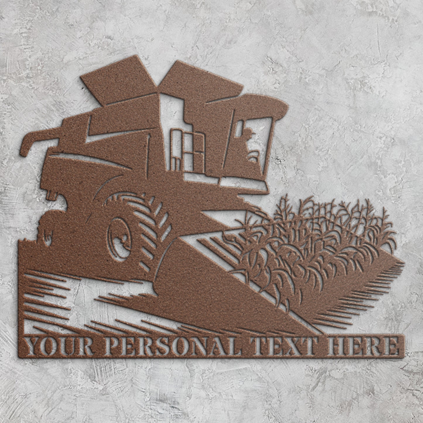 Personalized Harvester Machine Metal Sign Gift In Copper