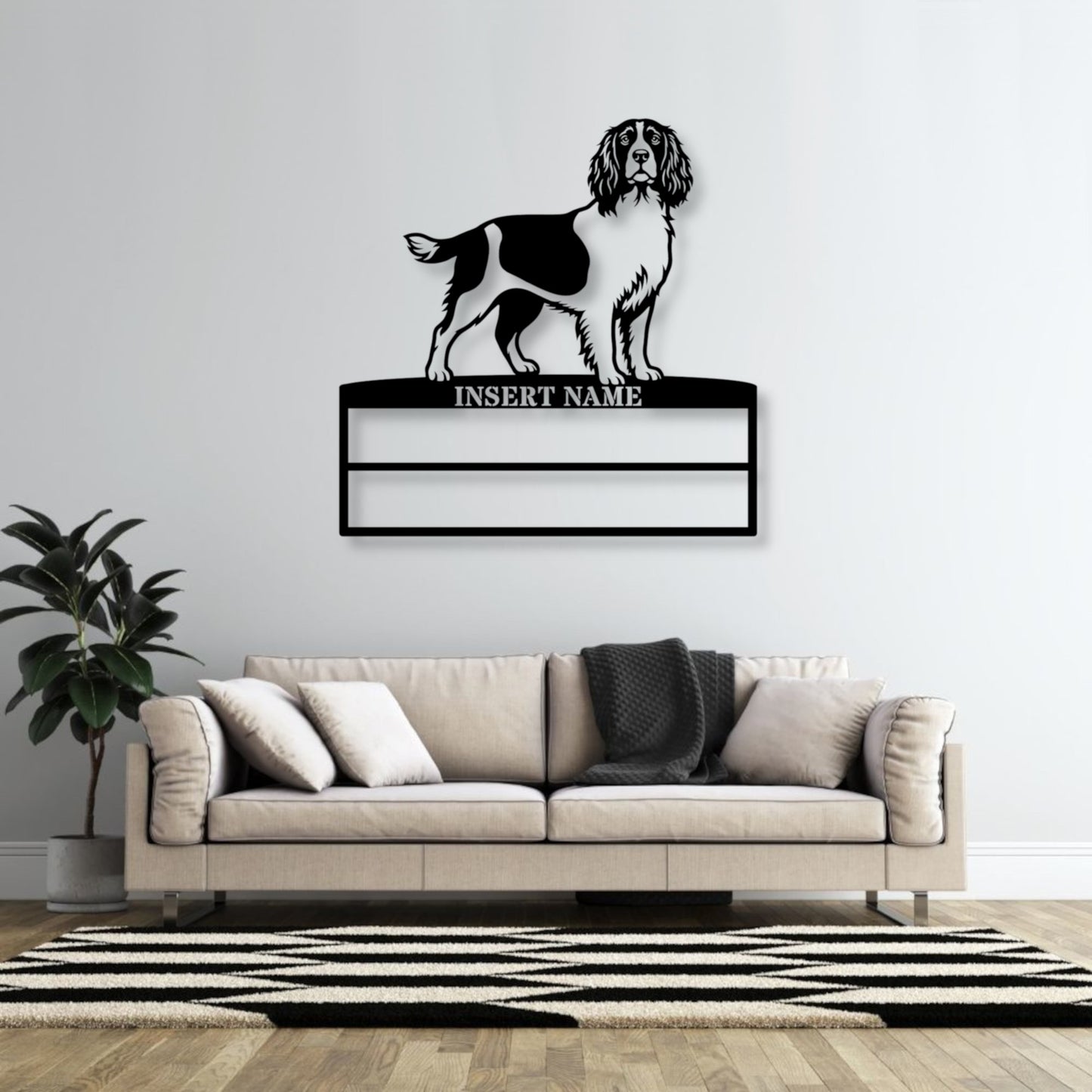 Personalized English Springer Spaniel Rosette Name Metal Sign Champion Display