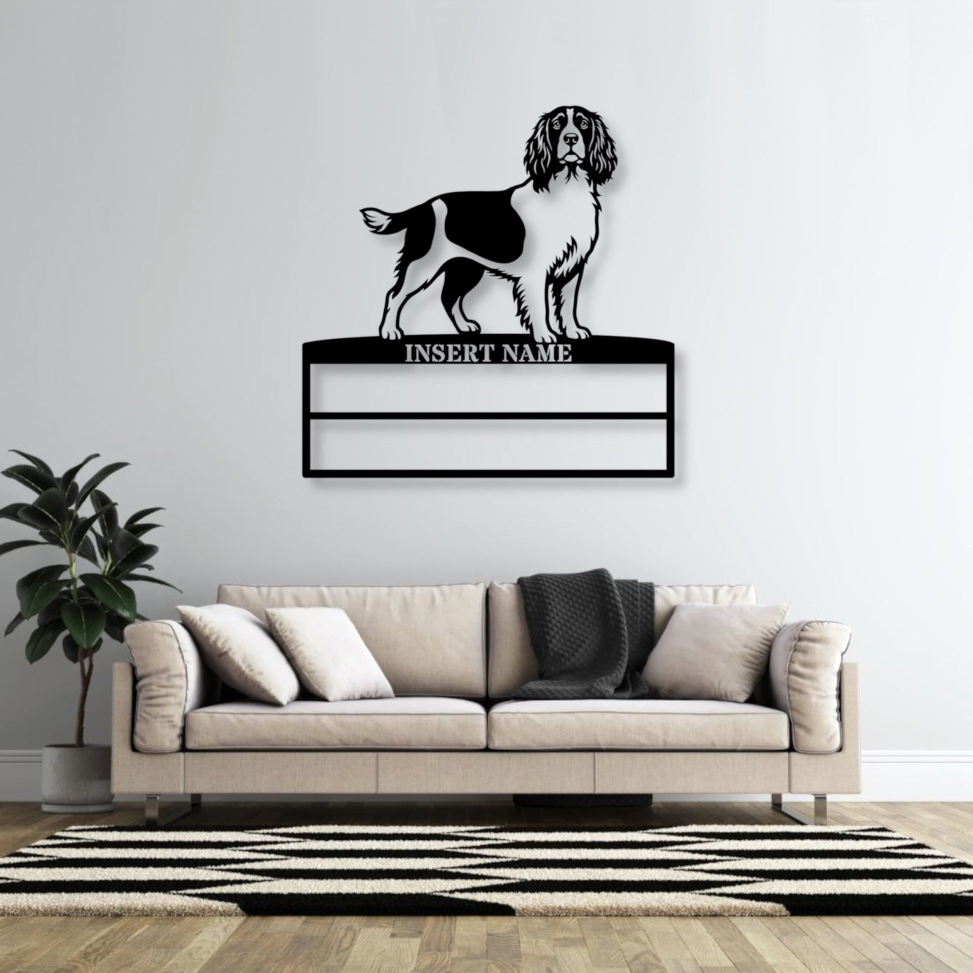 Personalized English Springer Spaniel Rosette Name Metal Sign Champion Display
