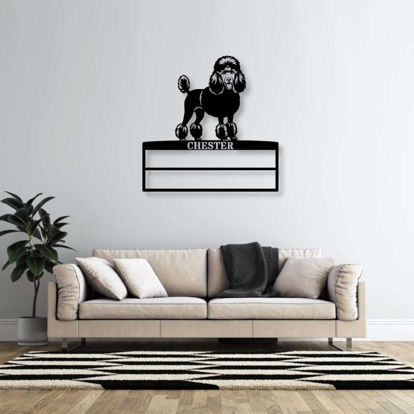 Poodle Personalized Rosette Metal Sign. Custom Dog Champion Ribbon Display