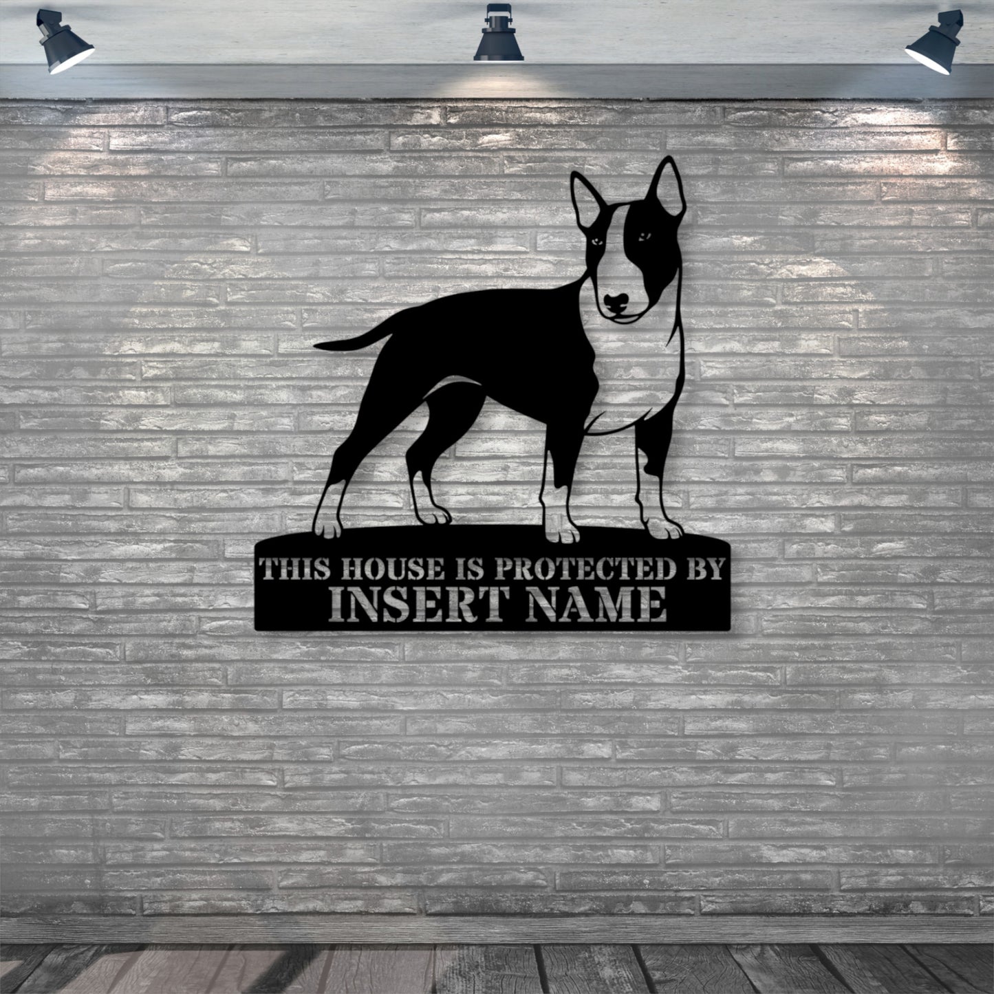Personalized Bull Terrier Guard Metal Sign. Custom Dog Name Wall Decor