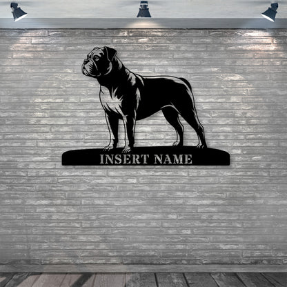 Personalized American Bulldog Metal Sign. Custom Dog Owner Wall Decor Gift