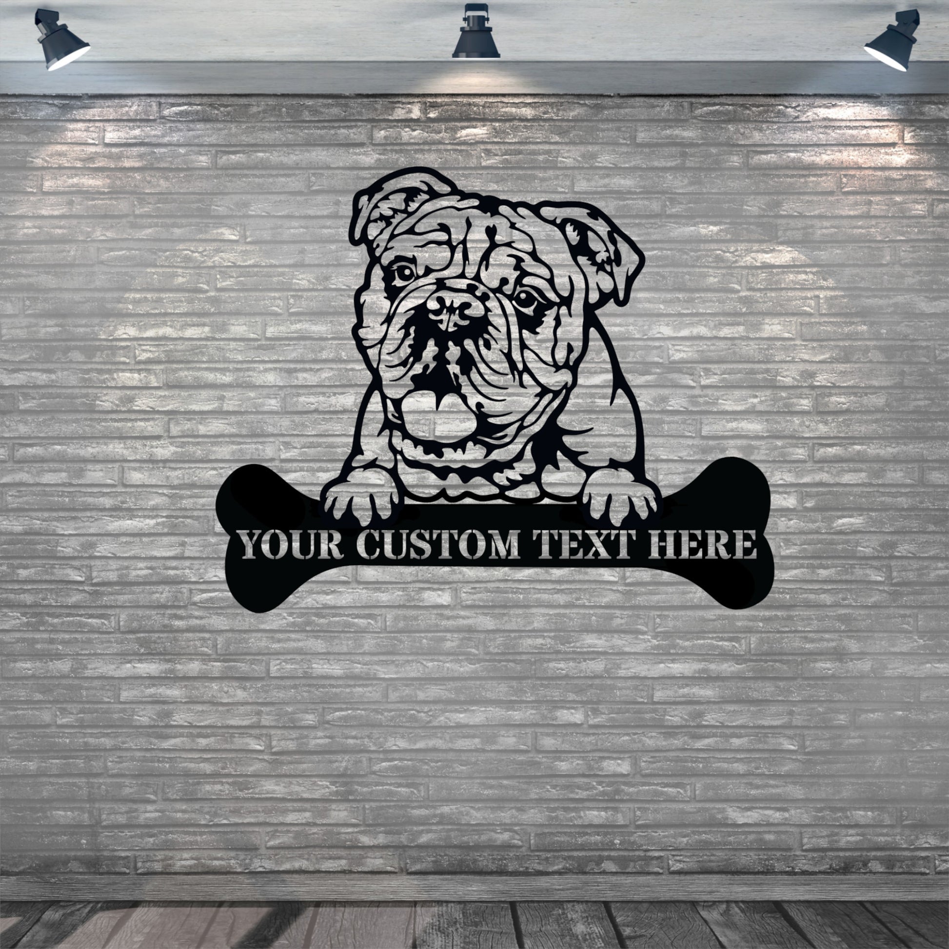 Personalized English bulldog Name Metal Sign. Customizable Dog Wall Decor Gift