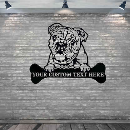 Personalized English bulldog Name Metal Sign. Customizable Dog Wall Decor Gift
