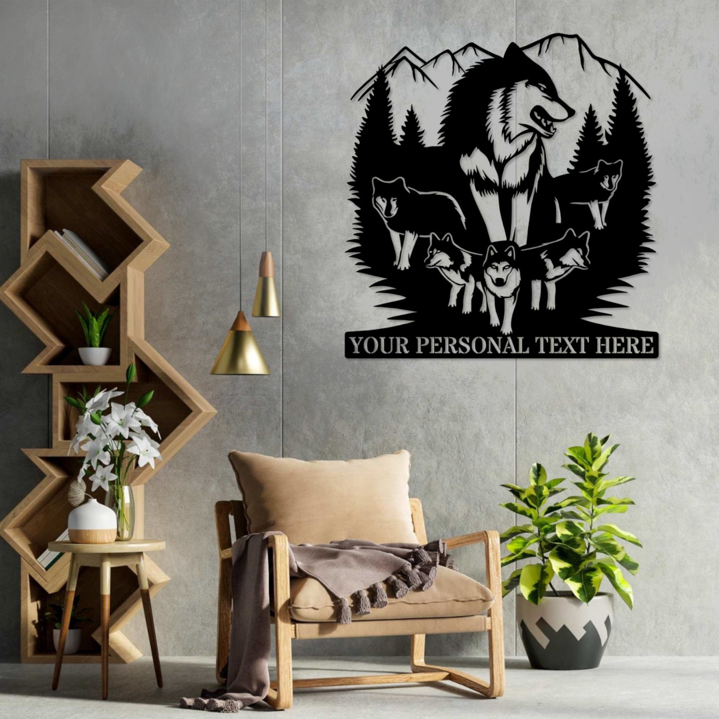 Personalized Wolf Pack Name Metal Sign Gift. Custom Wildlife Wall Decor. Wildlife Animal Name Display. Mountain Cabin Portrait Wall Hanging