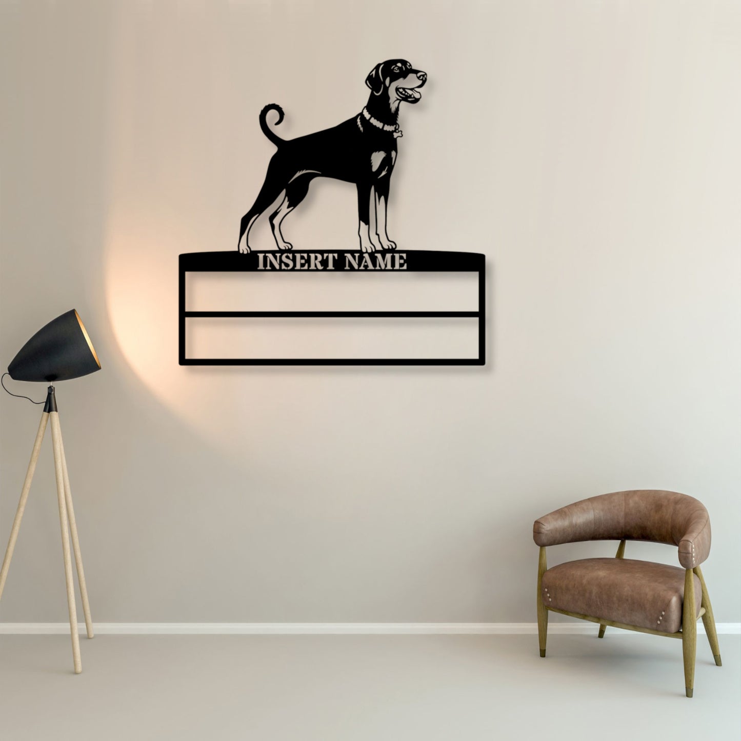 Personalized Dobermann Rosette Name Metal Sign Champion Display