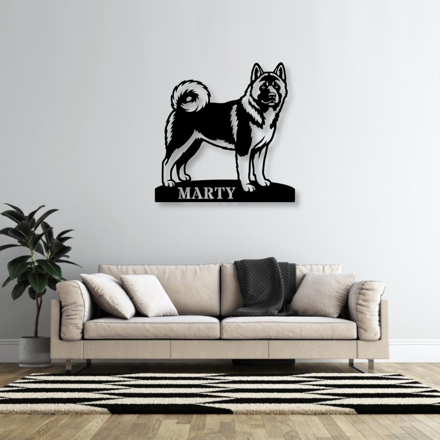 Personalized American Akita Metal Sign. Custom Dog Owner Wall Decor Gift
