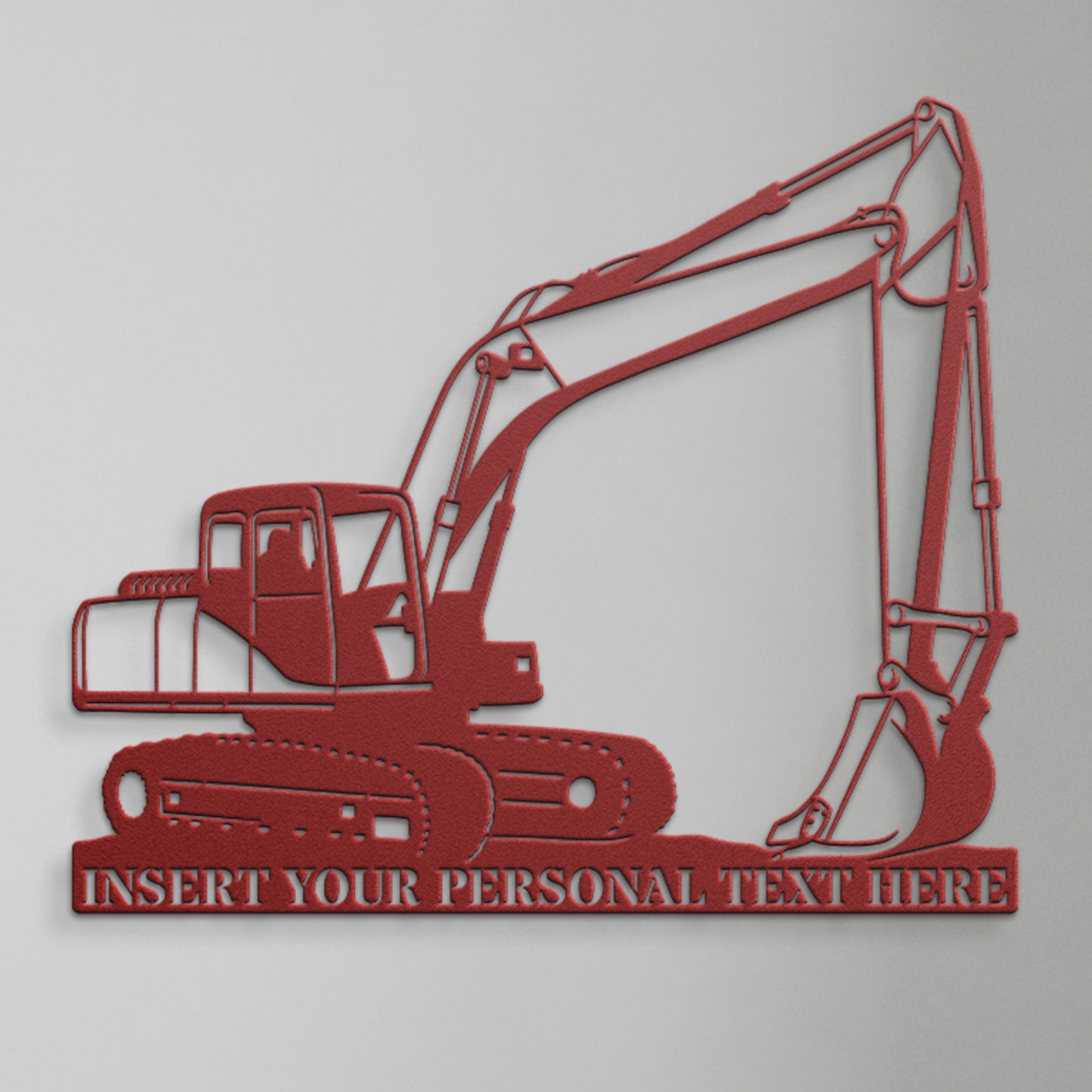 Personalized Excavator Operator Name Metal Sign In Red