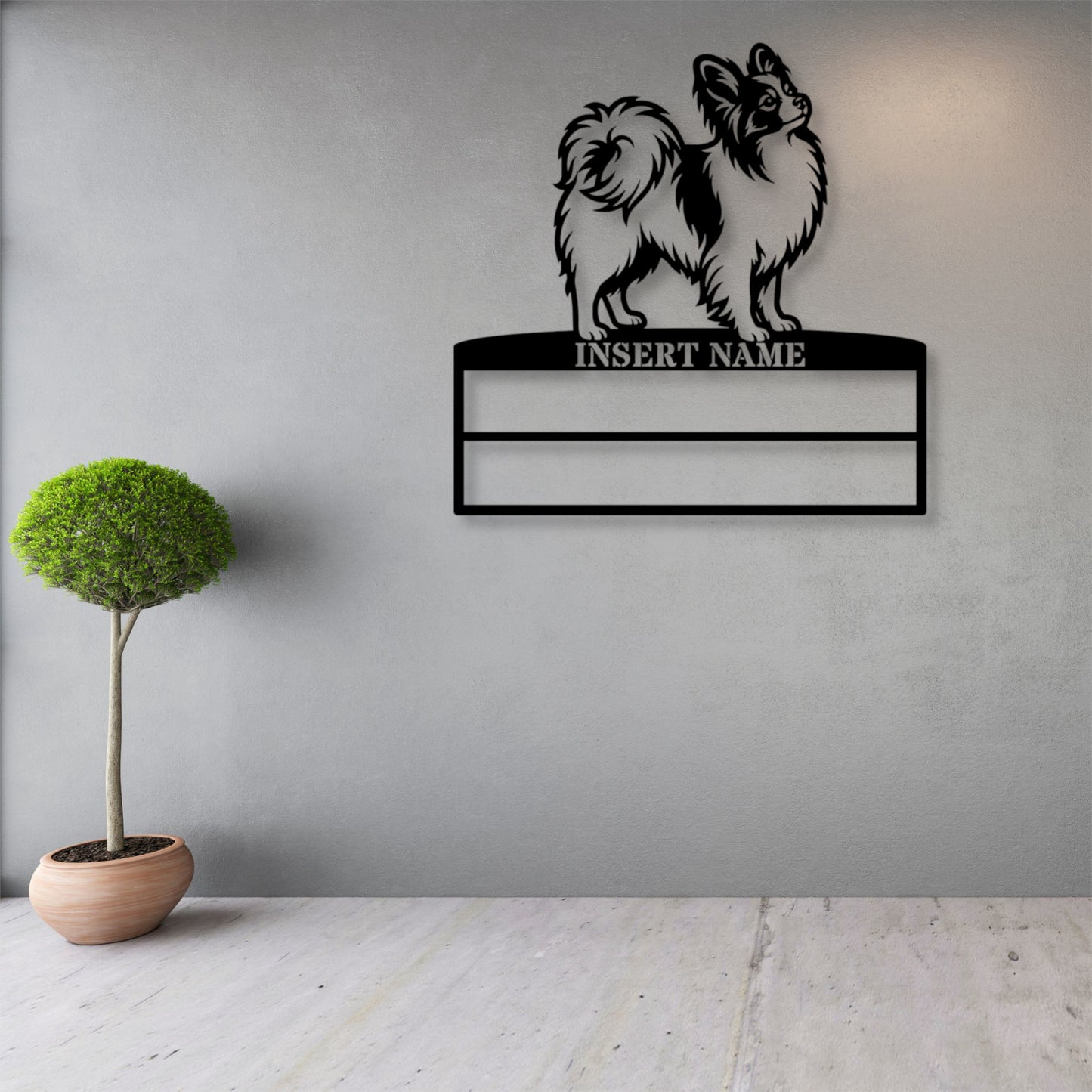 Personalized Papillon Dog Rosette Metal Sign. Custom Champion Ribbon Display