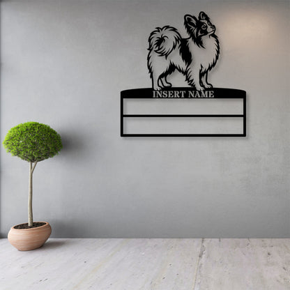 Personalized Papillon Dog Rosette Metal Sign. Custom Champion Ribbon Display