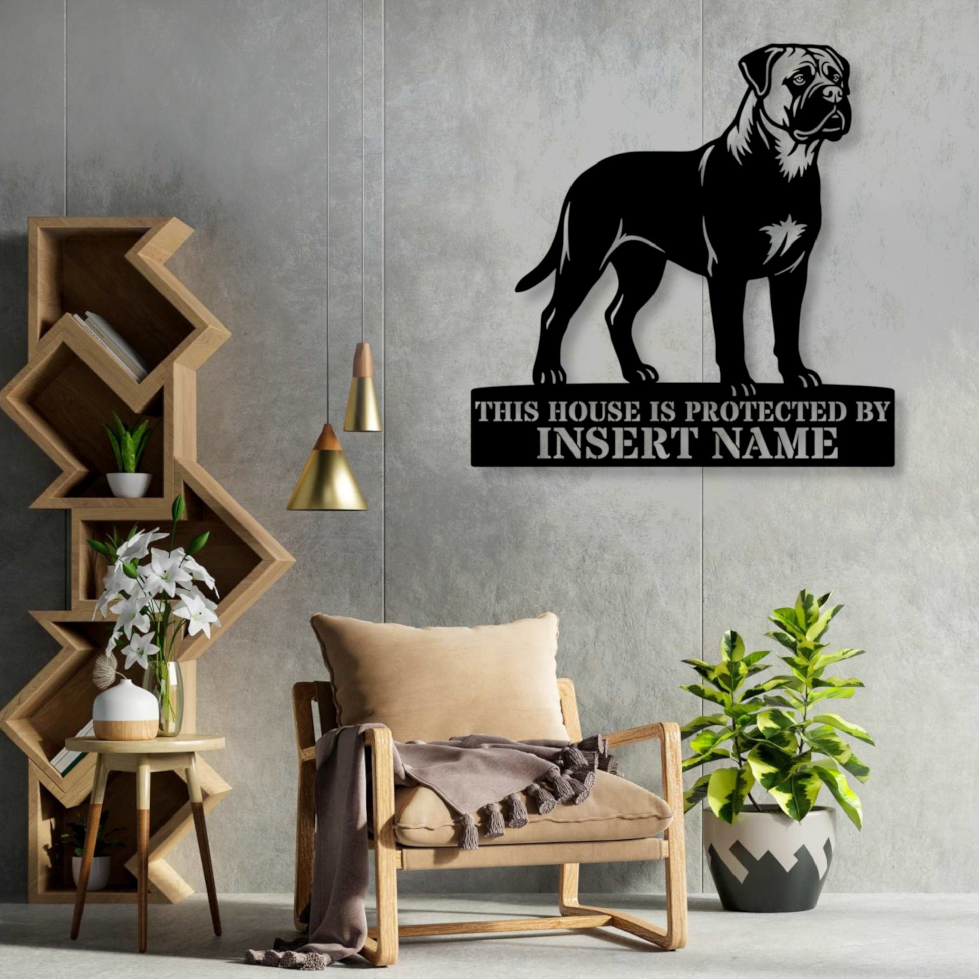 Bullmastiff Guard Dog Name Metal Sign. Custom Dog  Wall Decor