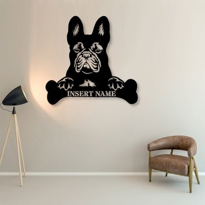 Personalized French Bulldog Name Metal Sign. Customizable Dog Owner Wall Decor Gift