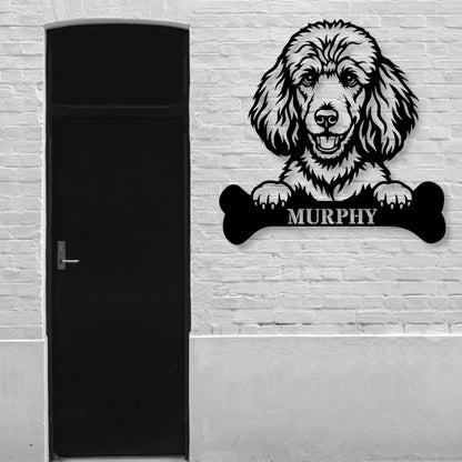 Personalized Poodle With Bone Name Metal Sign. Funny Custom Dog Wall Decor Gift