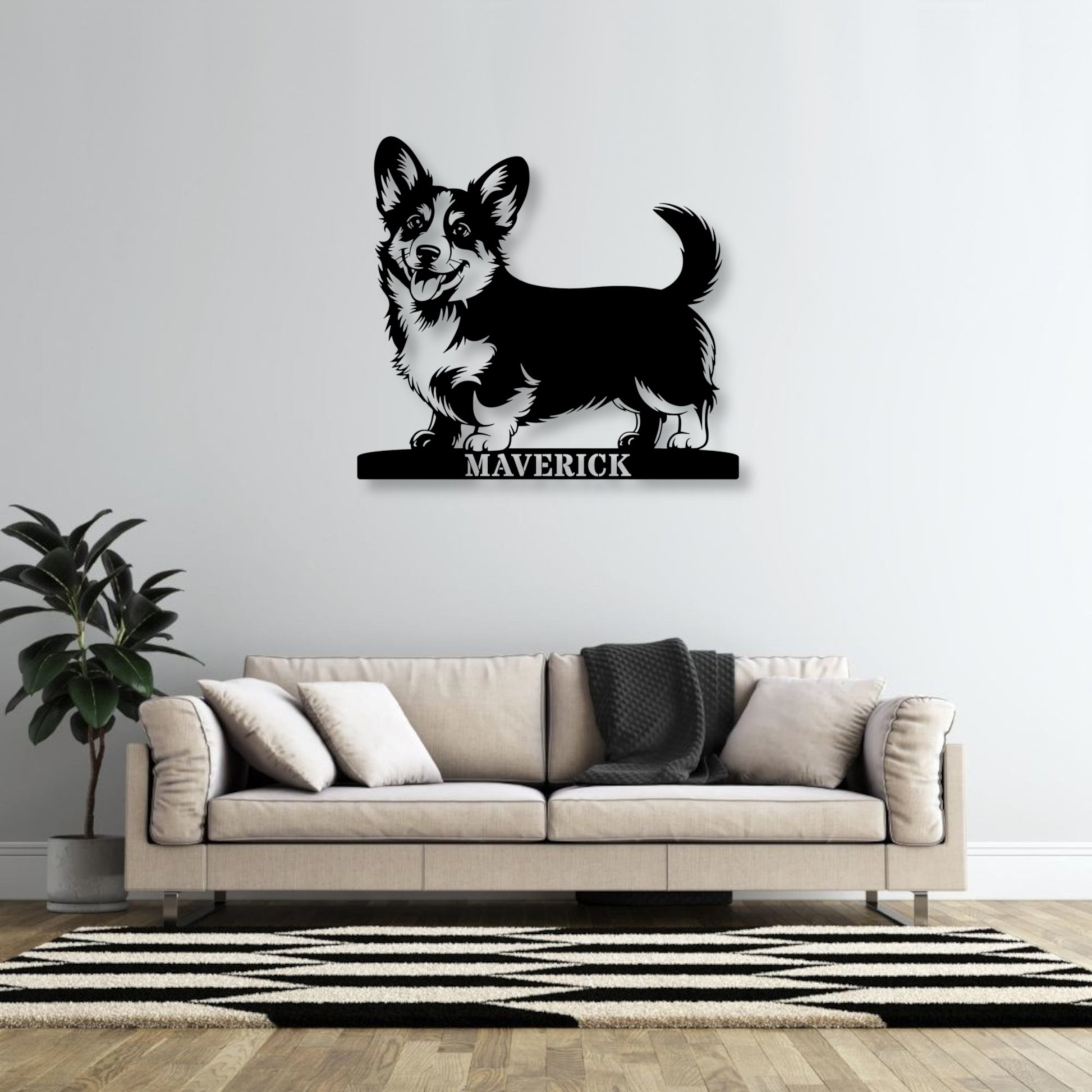 Large Personalized Corgi Guard Metal Sign In Black. Custom steel sign wall decor for dog lovers......