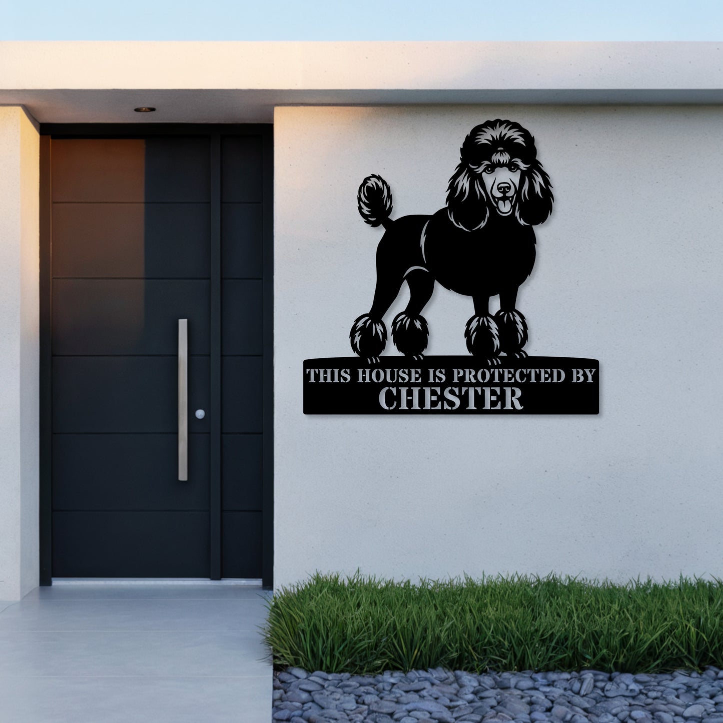 Poodle Personalized Guard Name Metal Sign. Custom Dog Protect Wall Decor