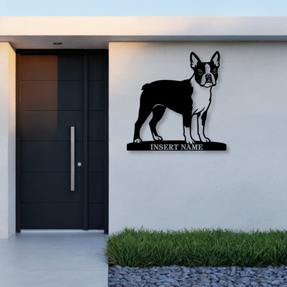 Personalized Boston Terrier Name Metal Sign. Custom Dog Owner Wall Decor Gift