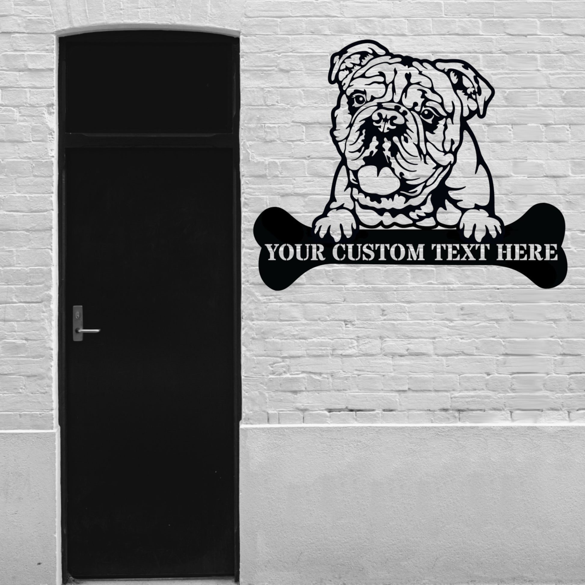 Personalized English bulldog Name Metal Sign. Customizable Dog Wall Decor Gift