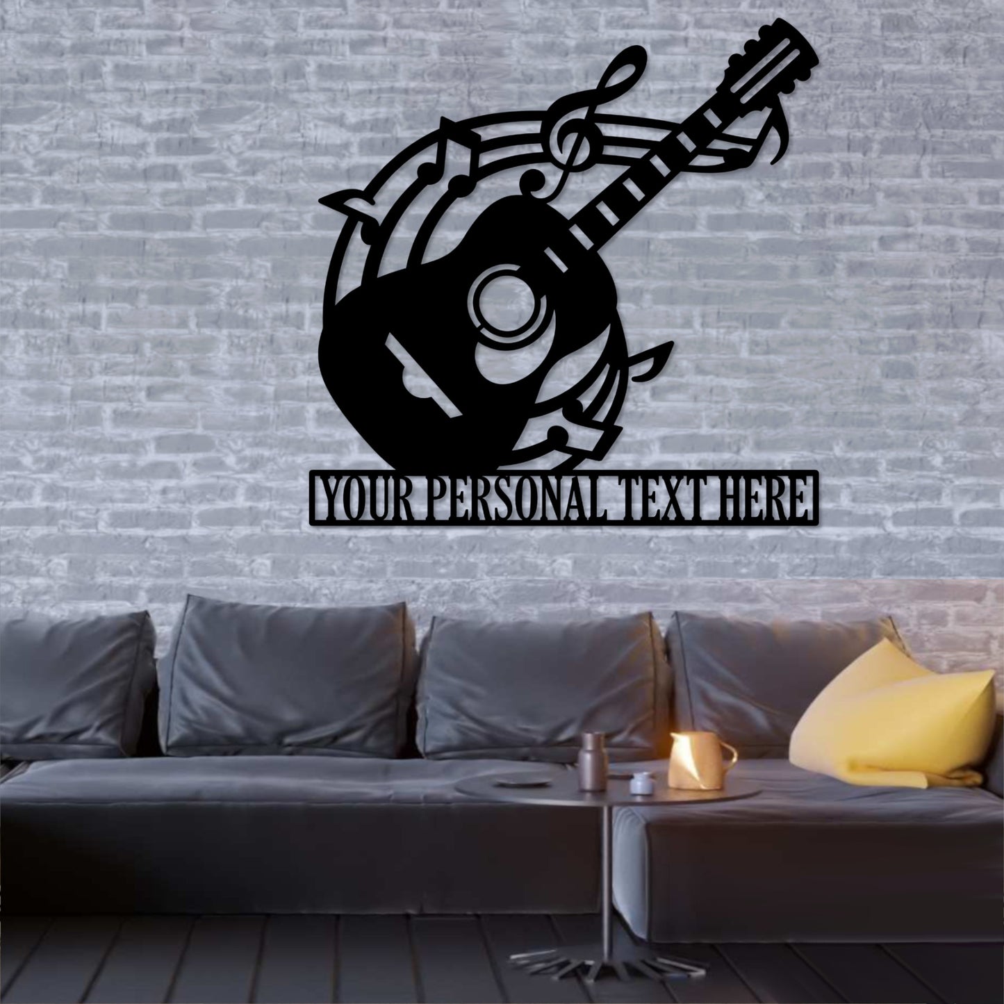 Personalized Acoustic Guitar Lover Name Metal Art Sign