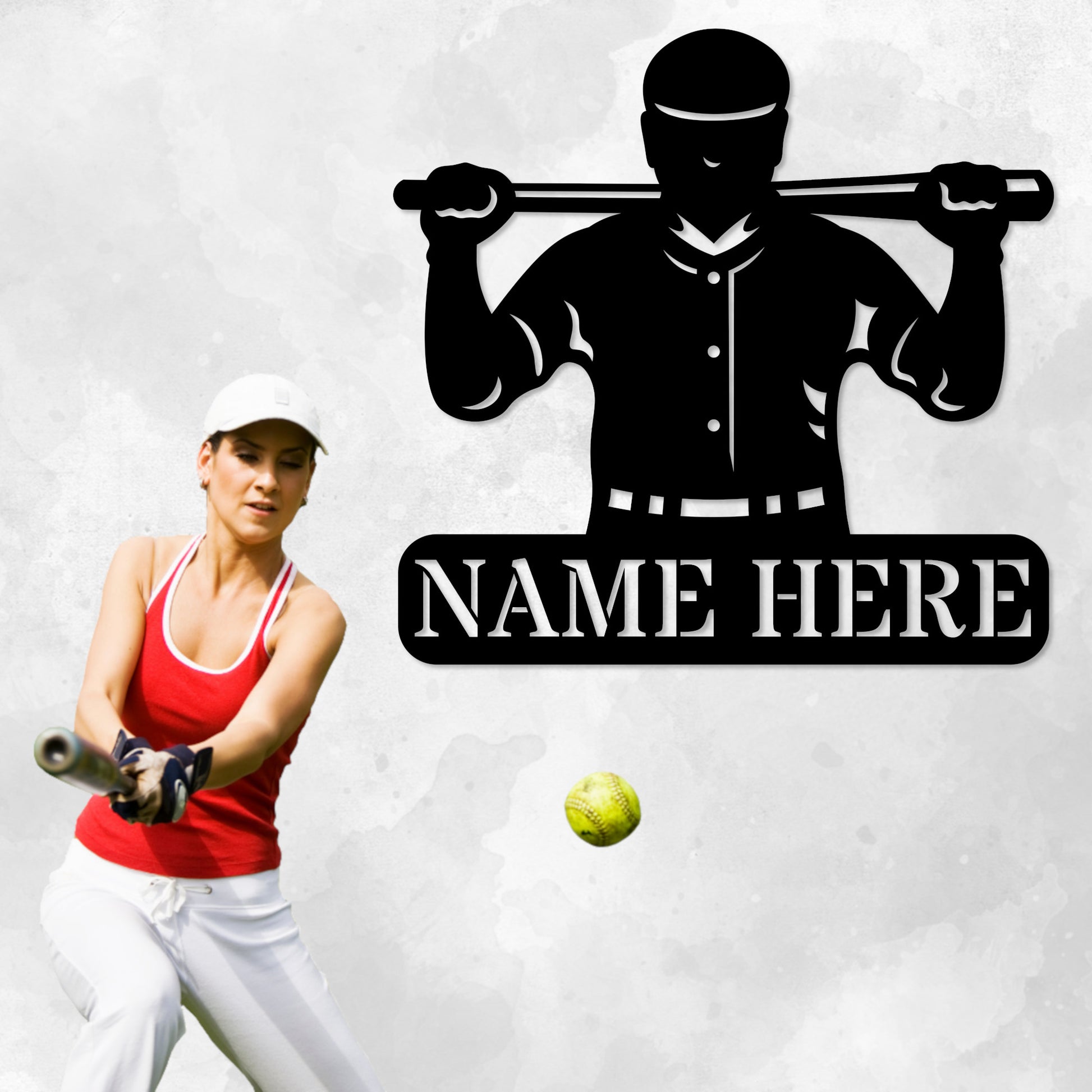 Personalized Softball Player Name Metal Sign. Custom Baseball Lover Wall Decor Gift. Kids Room Wall Hanging. Customized Sports Birthday Gift